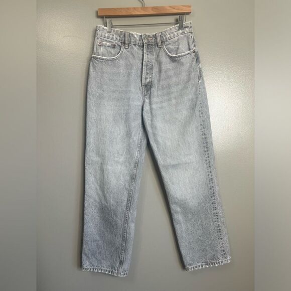 Zara jeans size 6 washed gray button fly ankle distressed rocker edgy - Picture 2 of 10